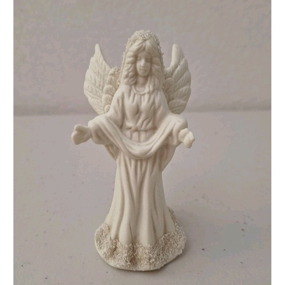 The Unbranded Brand Other - Vintage Guardian Angel Bell Figurine Stoneware Ceramic Mica‎ 5 Inches
